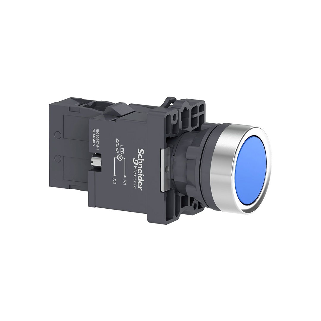 1 NA Mavi Işıklı, yaylı butonlar 220 V AC/ DC